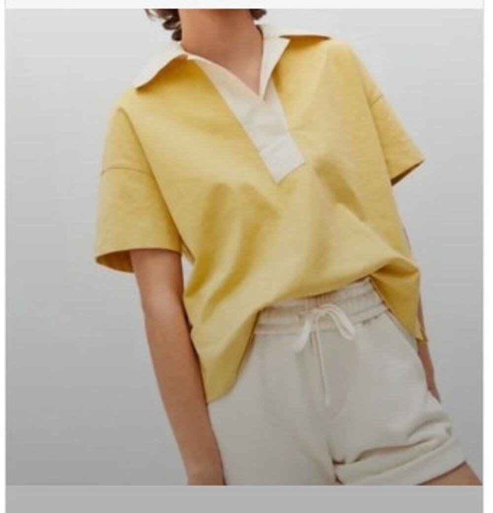 Everlane Rugby The Retro Jersey Polo Size Small Oversized Yellow White
